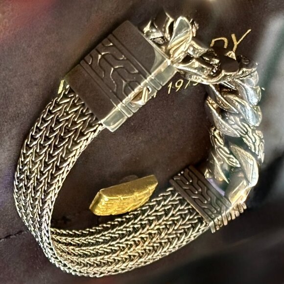 John Hardy Icon Link 12 mm Flat Chain Bracelet Push Clasp Sterling Silver NWT - Picture 10 of 12